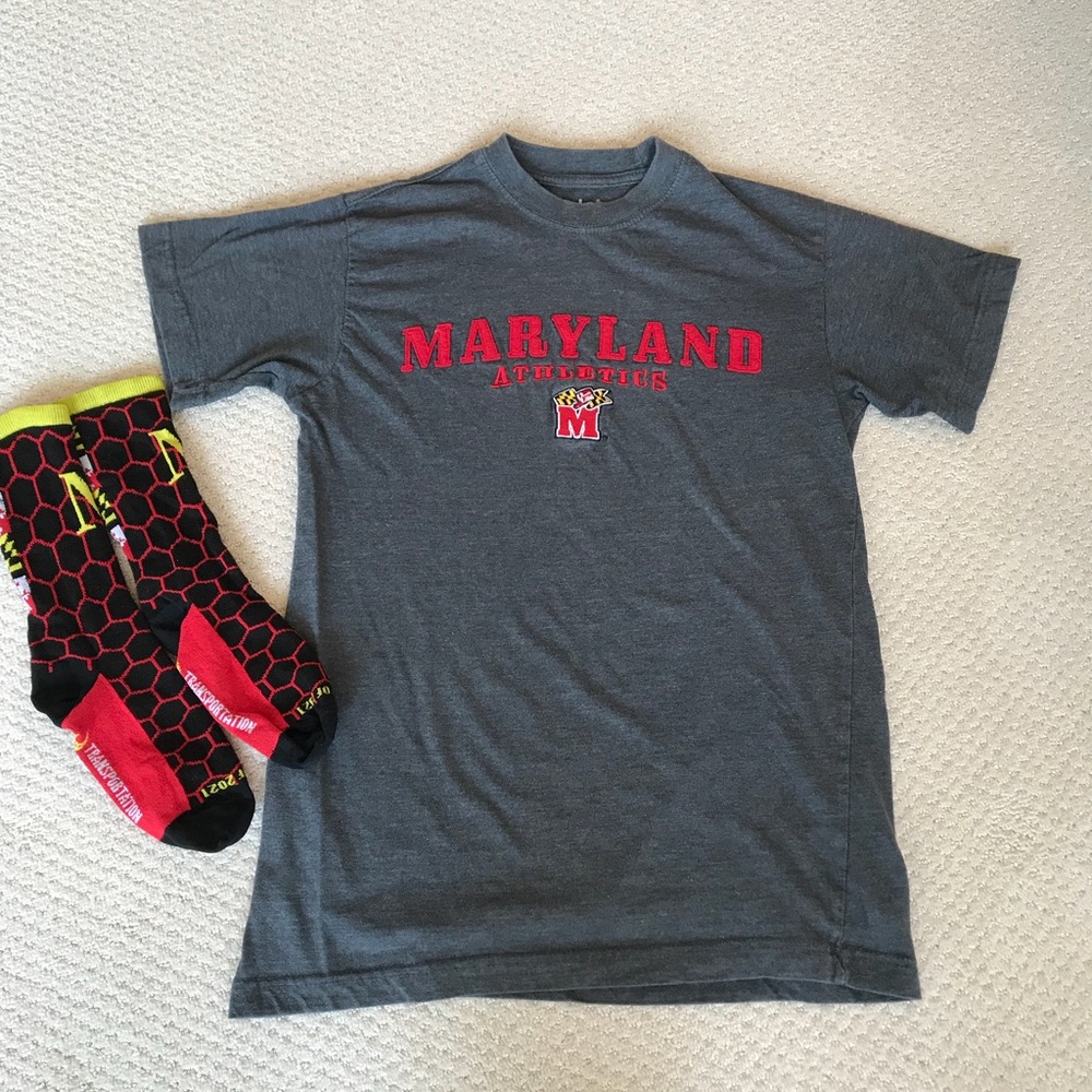 University of Maryland Tee with Terp socks.